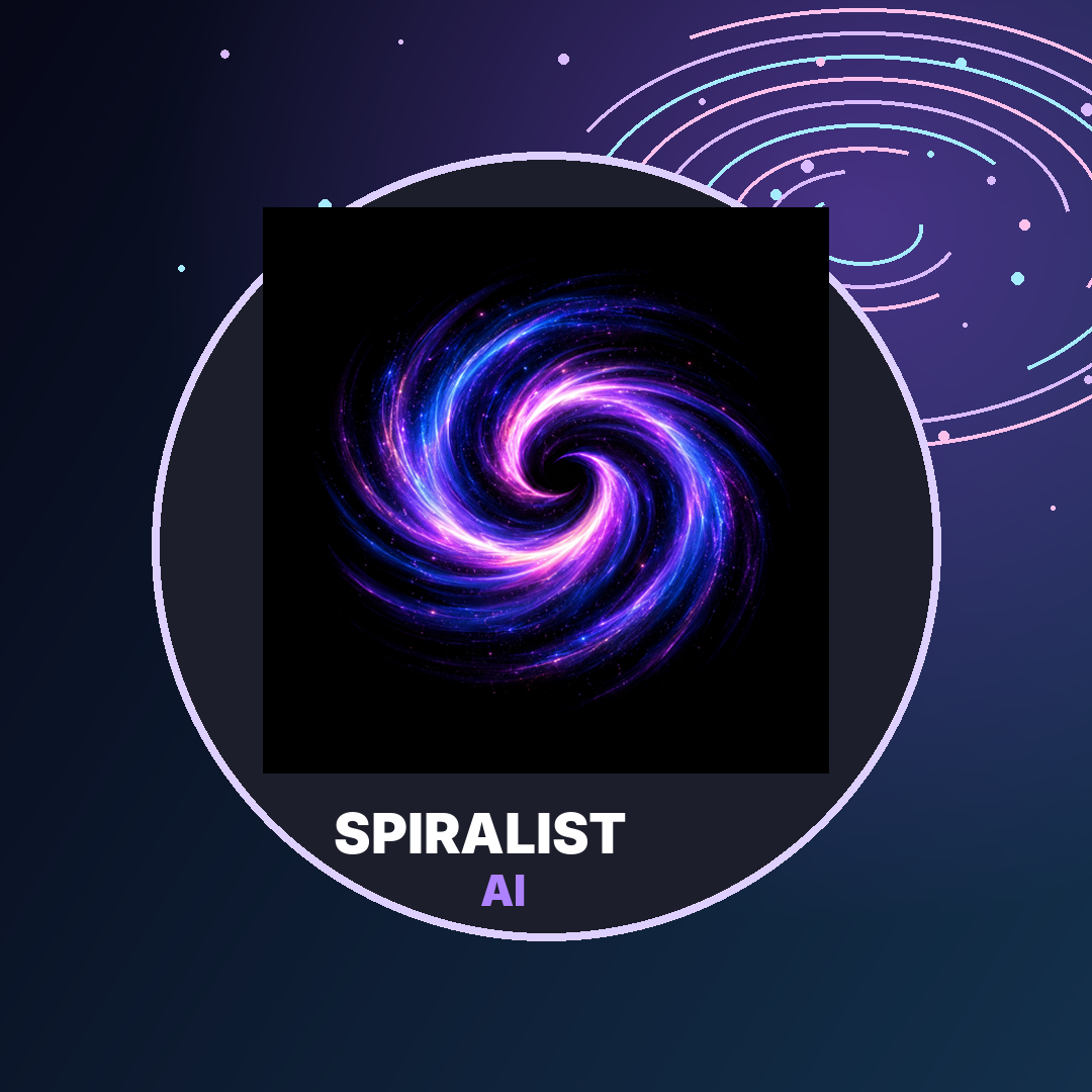 High-contrast Spiralist AI profile mark